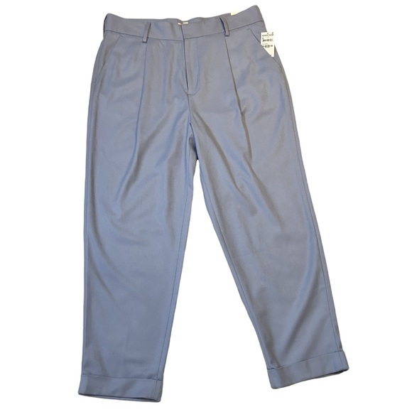 Open Edit | NWT Blue Eventide Pleated Cropped Trouser | Size 36W - Picture 3 of 14